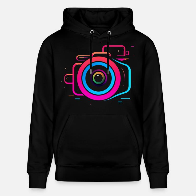 Caméra style Synthwave - Sweat à capuche bio CRUISER Stanley/Stella Unisexe - noir