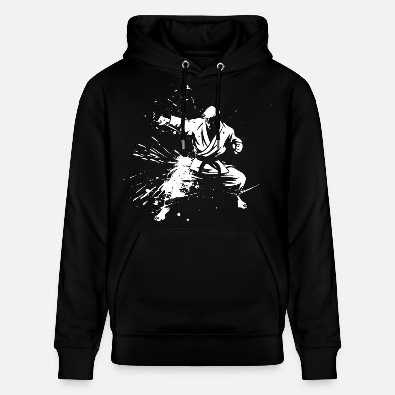Dessin de garçon de karaté - Sweat à capuche bio CRUISER Stanley/Stella Unisexe - noir