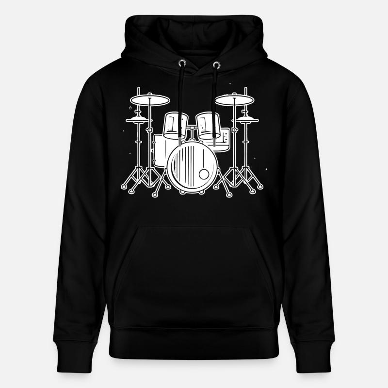 Drum Set Zeichnung - Stanley/Stella Unisex Bio-Hoodie CRUISER  - Schwarz