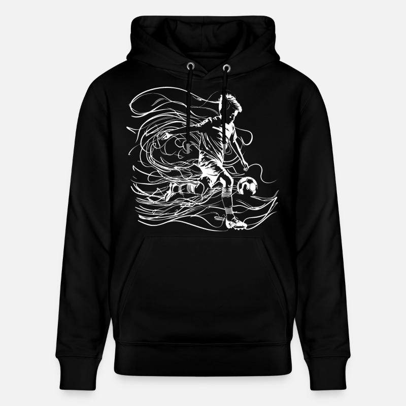 Dessin de garçon de football - Sweat à capuche bio CRUISER Stanley/Stella Unisexe - noir