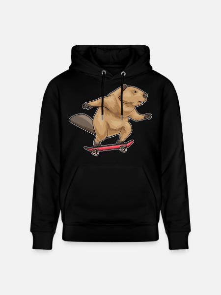 Beaver Skater Skateboard - Stanley/Stella CRUISER Unisex Organic Hoodie - black