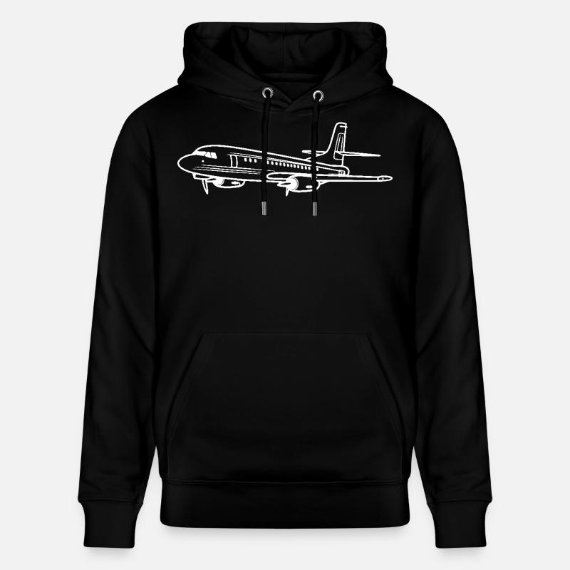Dessin au trait d’avion - Sweat à capuche bio CRUISER Stanley/Stella Unisexe - noir