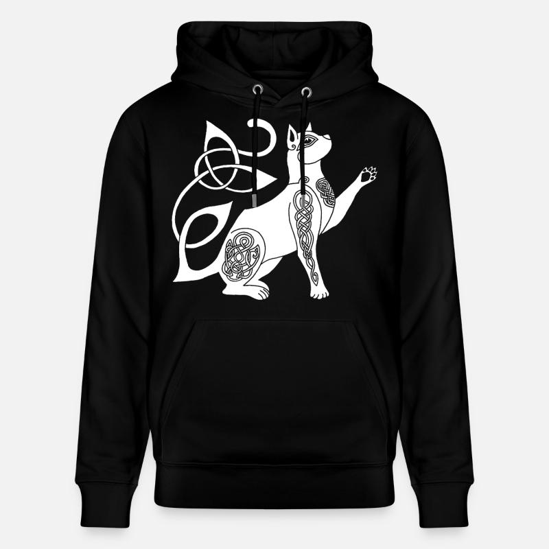 Chat blanc celte - Sweat à capuche bio CRUISER Stanley/Stella Unisexe - noir