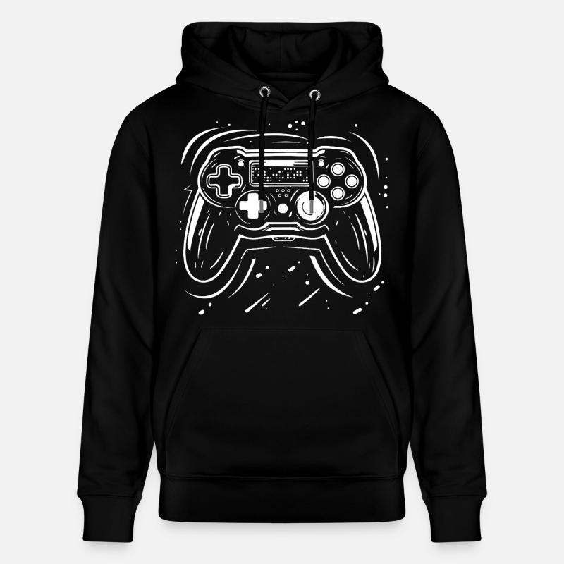 Dessin de manette de jeu - Sweat à capuche bio CRUISER Stanley/Stella Unisexe - noir