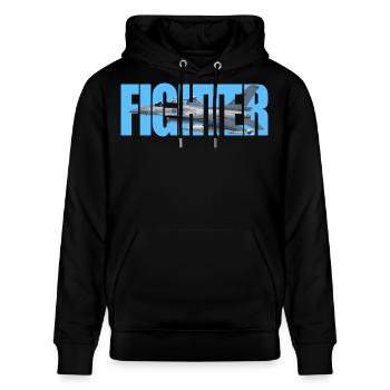Fighter F-16 Fighting Falcon - Stanley/Stella Unisex Bio-Hoodie CRUISER  - Schwarz - Vorne - Alina (178cm) & Michal (187cm)
