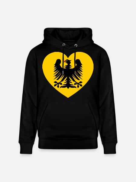 Heraldisches Adler-Emblem im Herzen - Stanley/Stella Unisex Bio-Hoodie CRUISER  - Schwarz