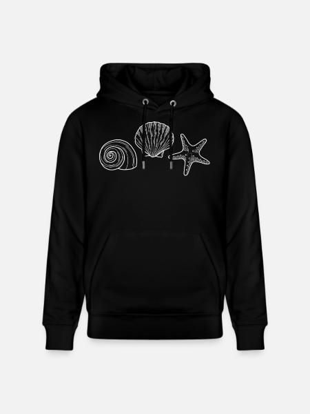 Shell, Starfish, Snail - white - Stanley/Stella CRUISER Unisex Organic Hoodie - black
