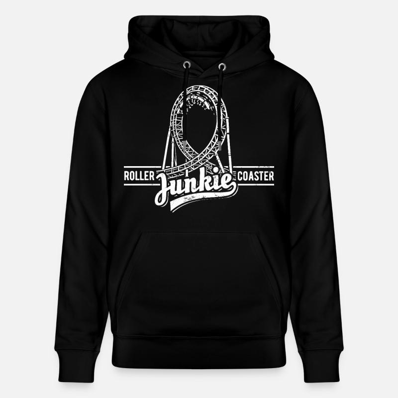 Rollercoaster Junkie -  Achterbahn - Looping - Stanley/Stella Unisex Bio-Hoodie CRUISER  - Schwarz