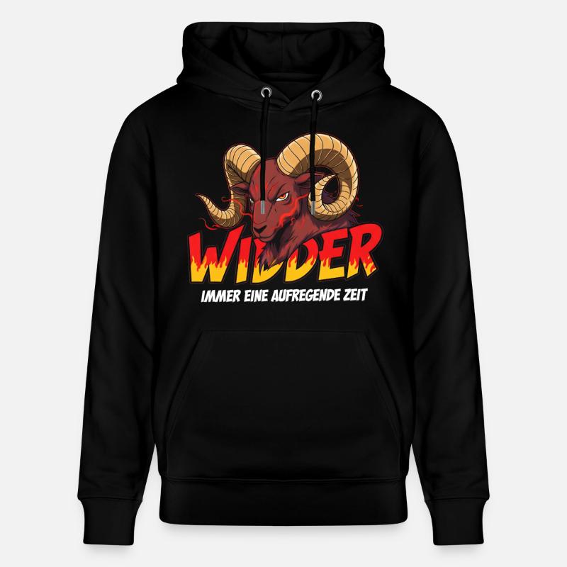 Bélier avec texte de flamme - Sweat à capuche bio CRUISER Stanley/Stella Unisexe - noir