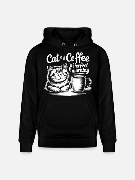 Katzenliebe und Kaffeegenuss - Stanley/Stella Unisex Bio-Hoodie CRUISER  - Schwarz