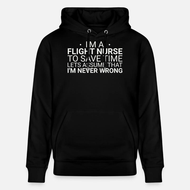 Flight Nurse Never Wrong Luftrettung - Stanley/Stella Unisex Bio-Hoodie CRUISER  - Schwarz