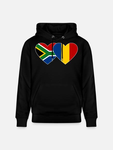 Südafrika Rumänien Flagge Herz - Stanley/Stella Unisex Bio-Hoodie CRUISER  - Schwarz