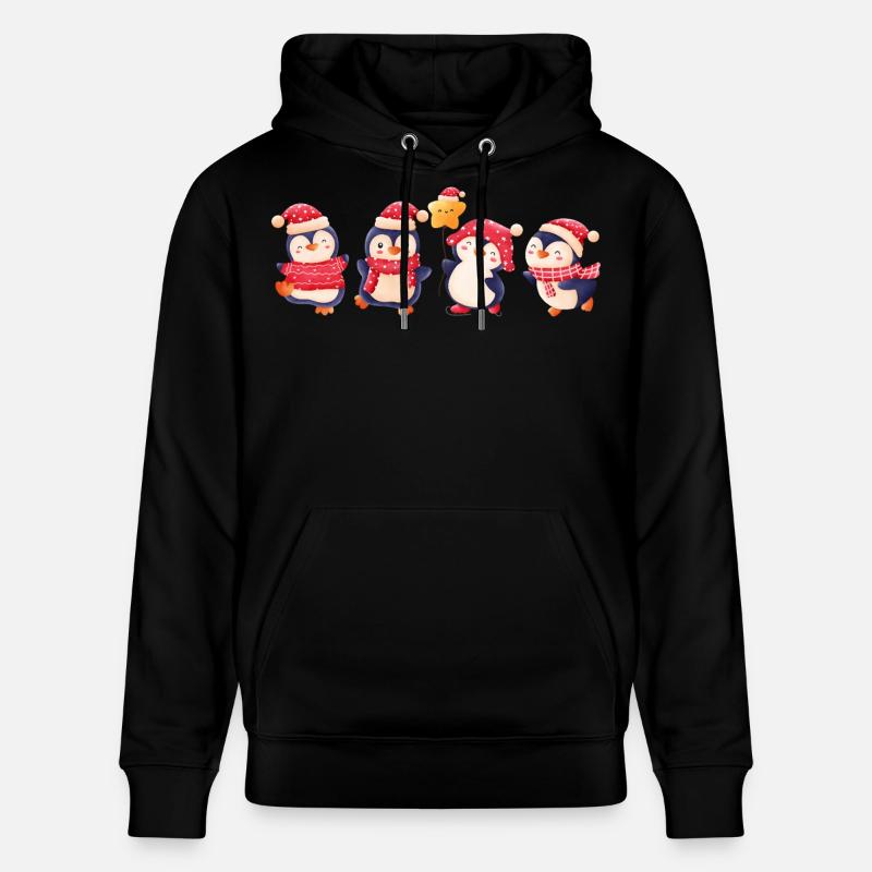 Drôle de pinguin Noël - Sweat à capuche bio CRUISER Stanley/Stella Unisexe - noir