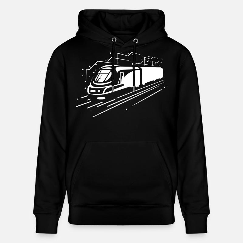 Train de dessin animé - Sweat à capuche bio CRUISER Stanley/Stella Unisexe - noir