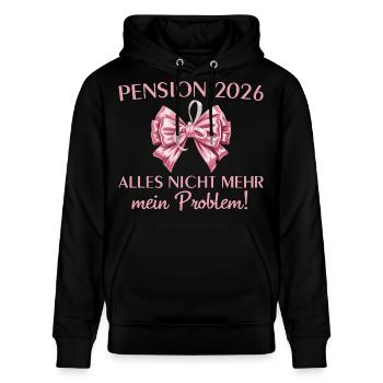 Pension 2026 Arbeitskollegin Abschied Rente - Stanley/Stella Unisex Bio-Hoodie CRUISER  - Schwarz - Vorne - Alina (178cm) & Michal (187cm)
