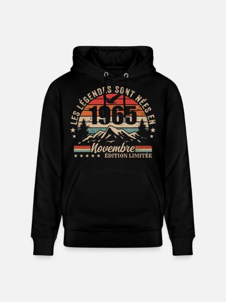 Awesome since November 1965 | November 1965 - Stanley/Stella CRUISER Unisex Organic Hoodie - black