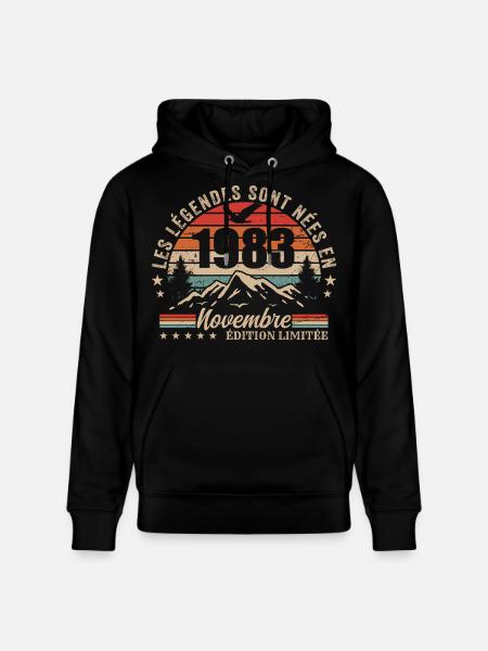 Awesome since November 1983 | November 1983 - Stanley/Stella CRUISER Unisex Organic Hoodie - black