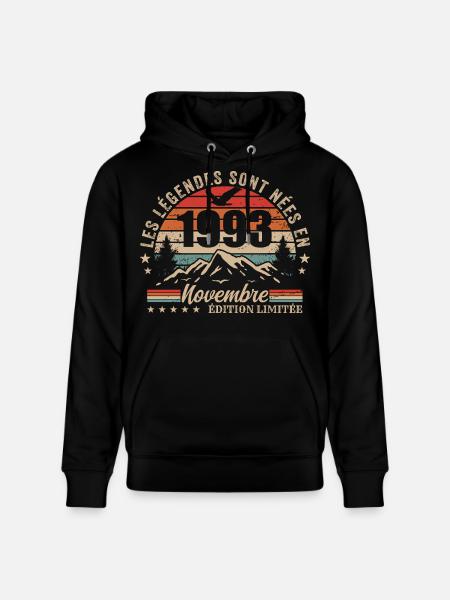 Awesome since November 1993 | November 1993 - Stanley/Stella CRUISER Unisex Organic Hoodie - black