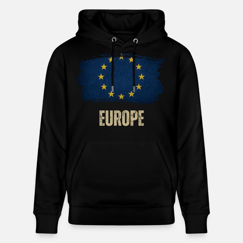 Drapeau grunge de l’Europe, j’aime l’Europe - Sweat à capuche bio CRUISER Stanley/Stella Unisexe - noir