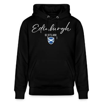 Edinburgh, Schottland, elegantes Design Edinburgh - Stanley/Stella Unisex Bio-Hoodie CRUISER  - Schwarz - Vorne - Alina (178cm) & Michal (187cm)
