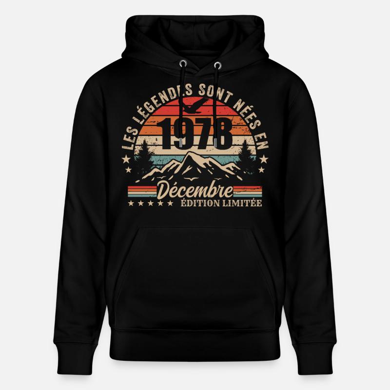 Rétro Décembre 1978 - Cadeau 47 Ans - Sweat à capuche bio CRUISER Stanley/Stella Unisexe - noir