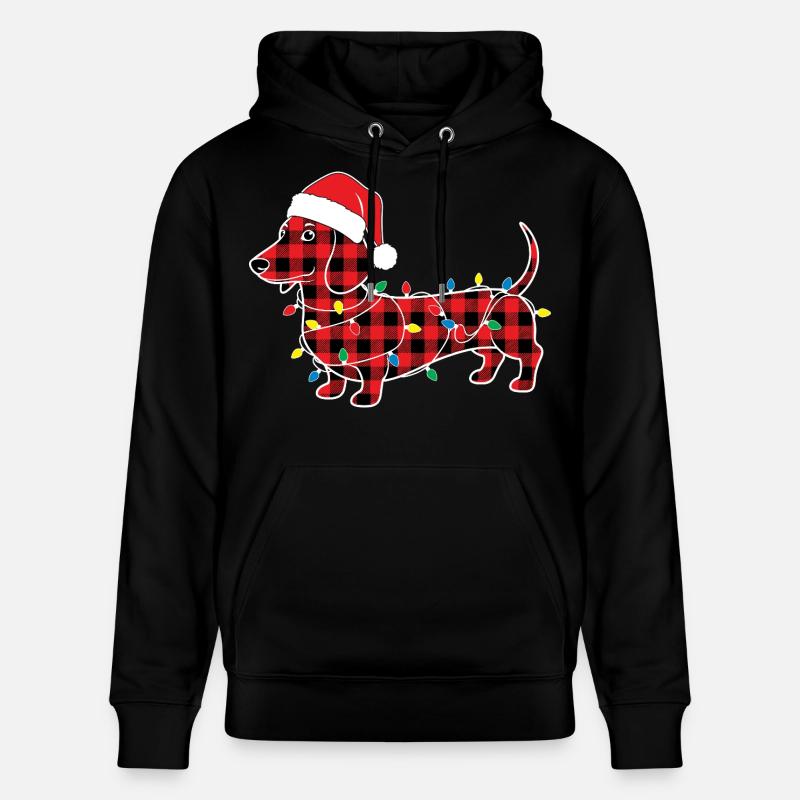 Chien Teckel Noël Plaid Rouge Carreaux - Sweat à capuche bio CRUISER Stanley/Stella Unisexe - noir