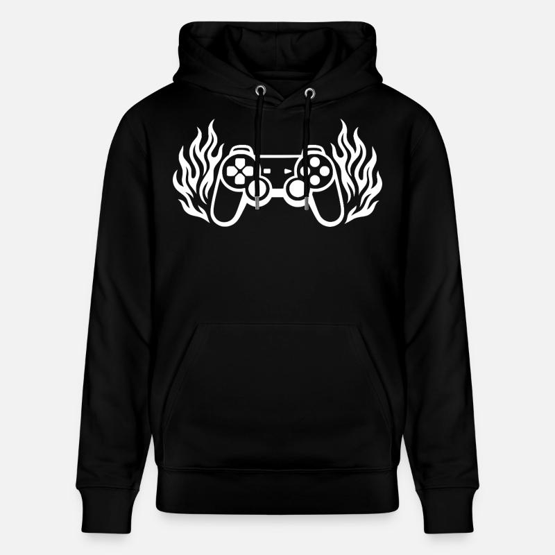 Flames controller, burning gamepad graphics - Stanley/Stella CRUISER Unisex Organic Hoodie - black