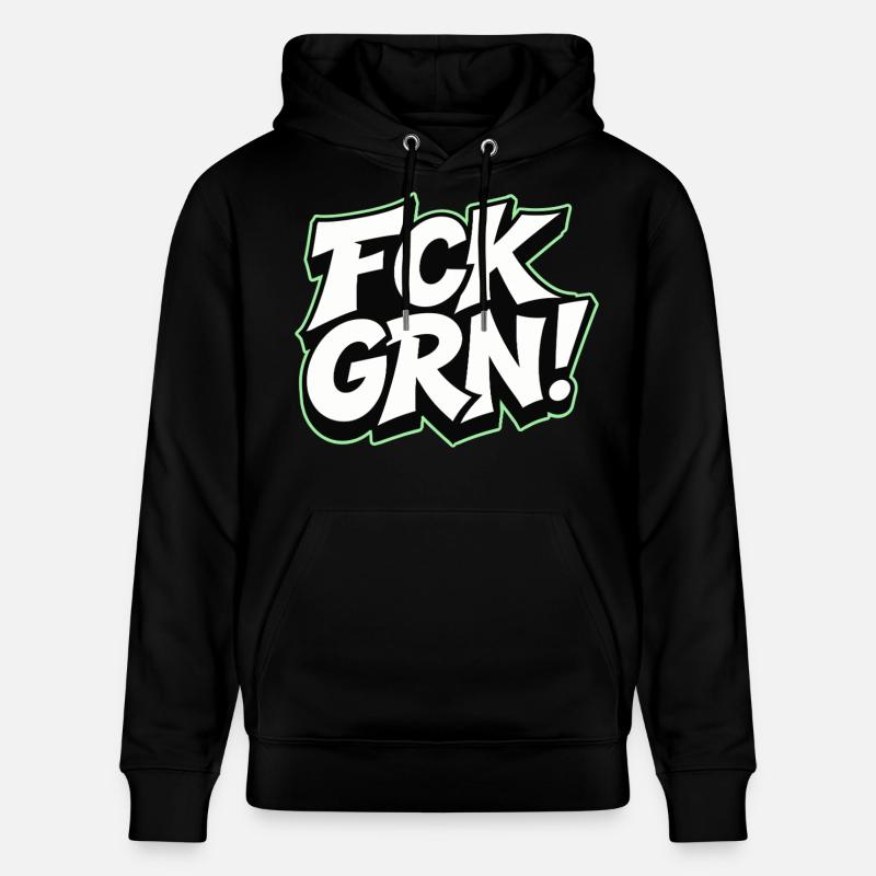 Lettrage de déclaration FCK GRN - Sweat à capuche bio CRUISER Stanley/Stella Unisexe - noir