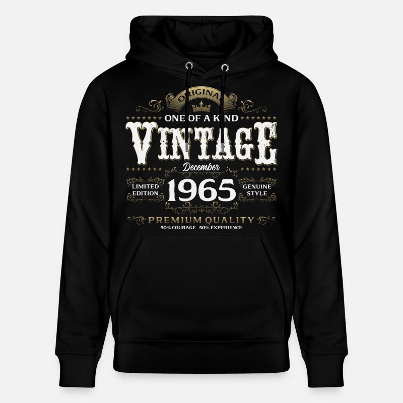 60e anniversaire Millésime décembre 1965 - Sweat à capuche bio CRUISER Stanley/Stella Unisexe - noir