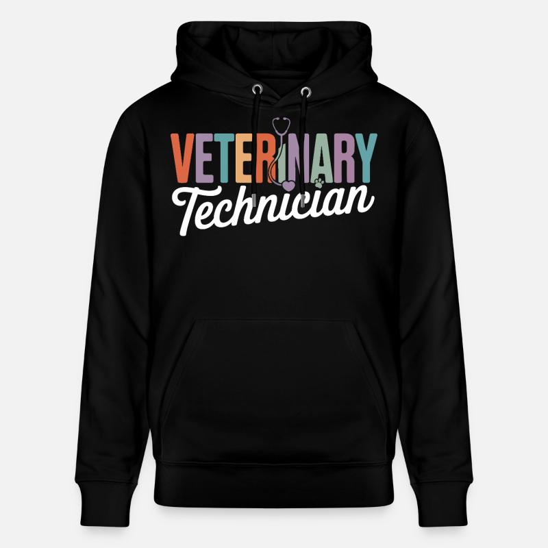 Logo Arc-en-ciel du technicien vétérinaire - Sweat à capuche bio CRUISER Stanley/Stella Unisexe - noir