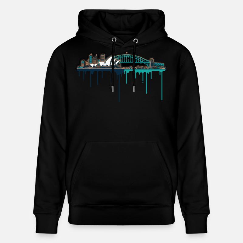 Impression néon de Sydney Skyline - Sweat à capuche bio CRUISER Stanley/Stella Unisexe - noir