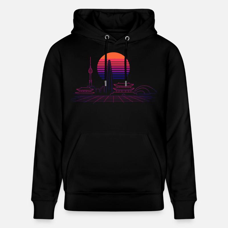 Sunset Skyline Neon Asia Séoul - Sweat à capuche bio CRUISER Stanley/Stella Unisexe - noir