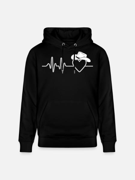 Heartbeat with Hat Silhouette - Stanley/Stella CRUISER Unisex Organic Hoodie - black