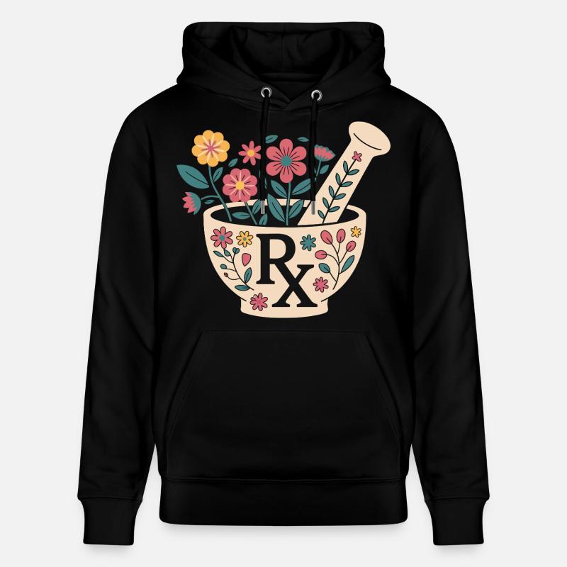 Motif d’herbes en mortier fleuri - Sweat à capuche bio CRUISER Stanley/Stella Unisexe - noir