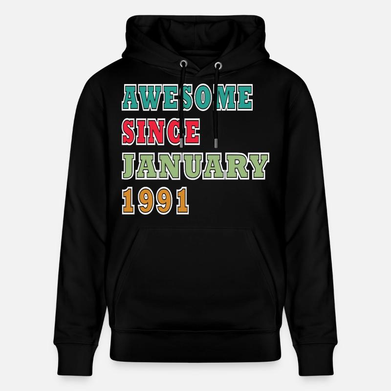 35e anniversaire Millésime de janvier 1991 - Sweat à capuche bio CRUISER Stanley/Stella Unisexe - noir