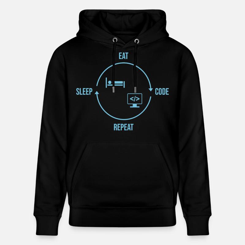 Eat Sleep Code Repeat - Programmer Cycle - Stanley/Stella CRUISER Unisex Organic Hoodie - black