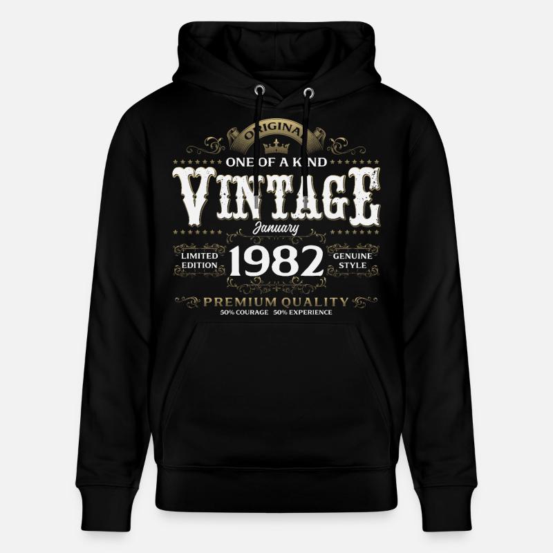 44e anniversaire millésime janvier 1982 - Sweat à capuche bio CRUISER Stanley/Stella Unisexe - noir