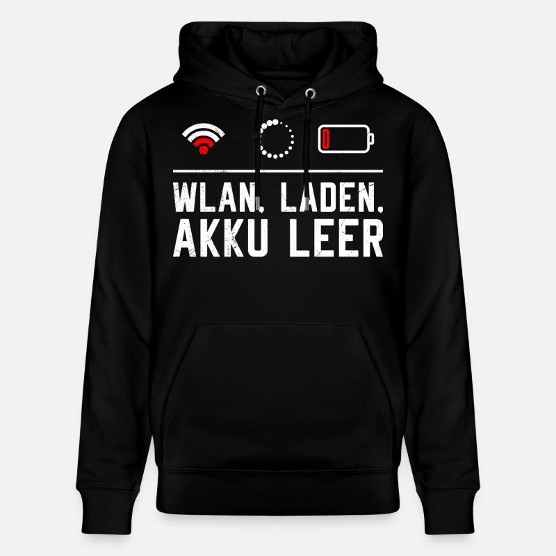 Coder WLAN. LADEN. AKKU LEER LUSTIG - Stanley/Stella Unisex Bio-Hoodie CRUISER - Schwarz
