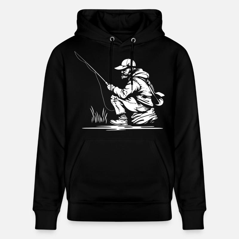 Dessin de pêcheurs - Sweat à capuche bio CRUISER Stanley/Stella Unisexe - noir