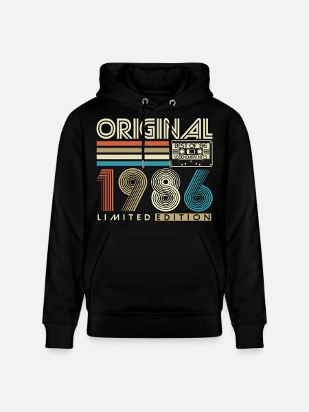 40e anniversaire Rétro Cadeau 1986 - Sweat à capuche bio CRUISER Stanley/Stella Unisexe - noir