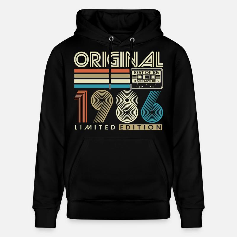 40e anniversaire Rétro Cadeau 1986 - Sweat à capuche bio CRUISER Stanley/Stella Unisexe - noir