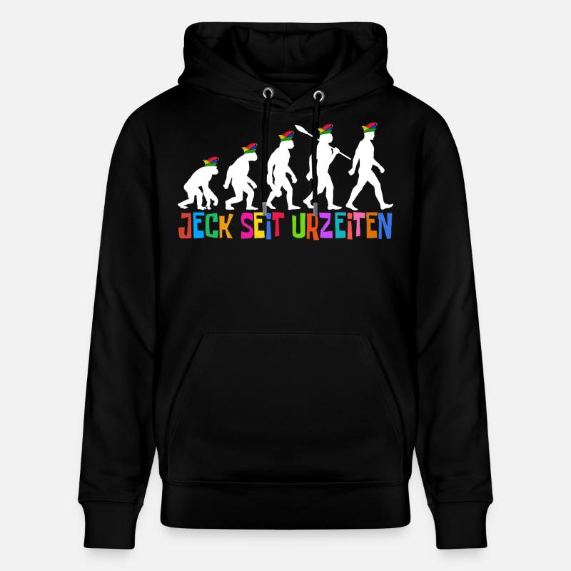 Jeck seit Urzeiten | Evolution Narren, Fastnacht - Stanley/Stella Unisex Bio-Hoodie CRUISER  - Schwarz