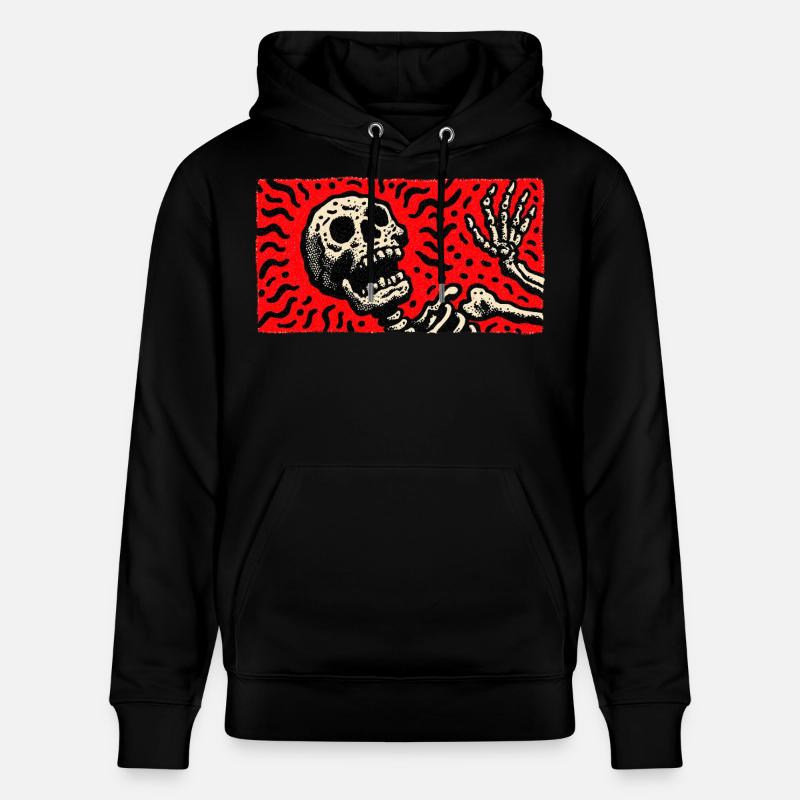 Squelette en imprimé rétro rouge sang - Sweat à capuche bio CRUISER Stanley/Stella Unisexe - noir