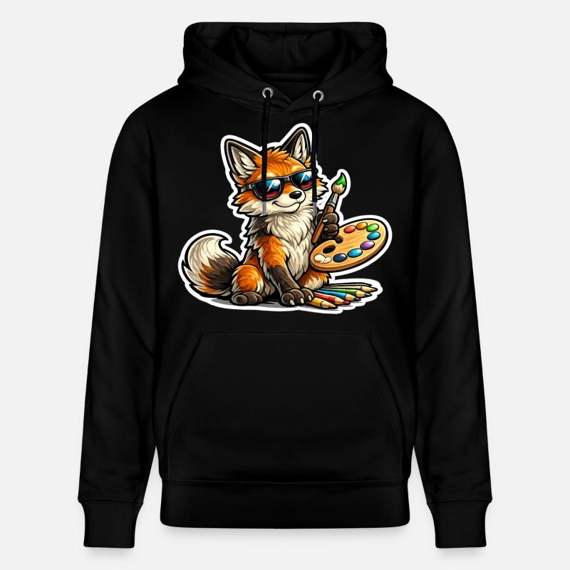 Peintre renard coquin avec palette - Sweat à capuche bio CRUISER Stanley/Stella Unisexe - noir