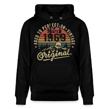 März 1969 - Stanley/Stella Unisex Bio-Hoodie CRUISER  - Schwarz - Vorne - Alina (178cm) & Michal (187cm)
