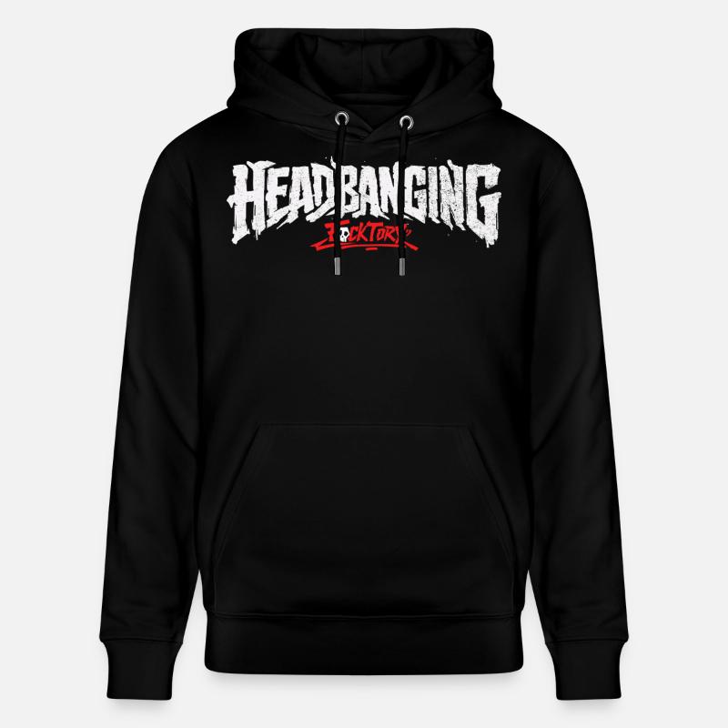 Logo de headbanging blanc - Sweat à capuche bio CRUISER Stanley/Stella Unisexe - noir