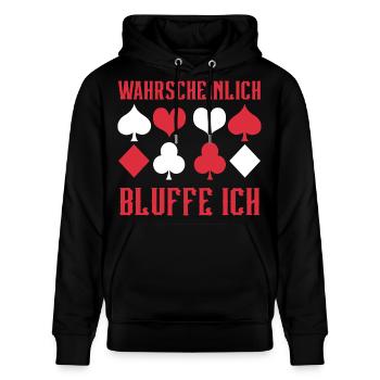 Poker, probablement que je bluffe - Sweat à capuche bio CRUISER Stanley/Stella Unisexe - noir - Devant - Alina (178cm) & Michal (187cm)