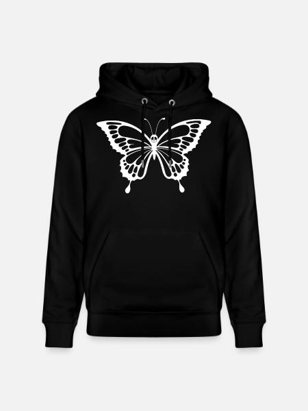 Skull and white butterfly - Stanley/Stella CRUISER Unisex Organic Hoodie - black