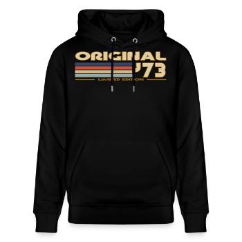 Retro-Vintage 1973 - Stanley/Stella Unisex Bio-Hoodie CRUISER  - Schwarz - Vorne - Alina (178cm) & Michal (187cm)