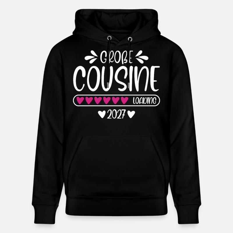 Große Cousine 2027 loading Herzchen Ladebalken - Stanley/Stella Unisex Bio-Hoodie CRUISER  - Schwarz